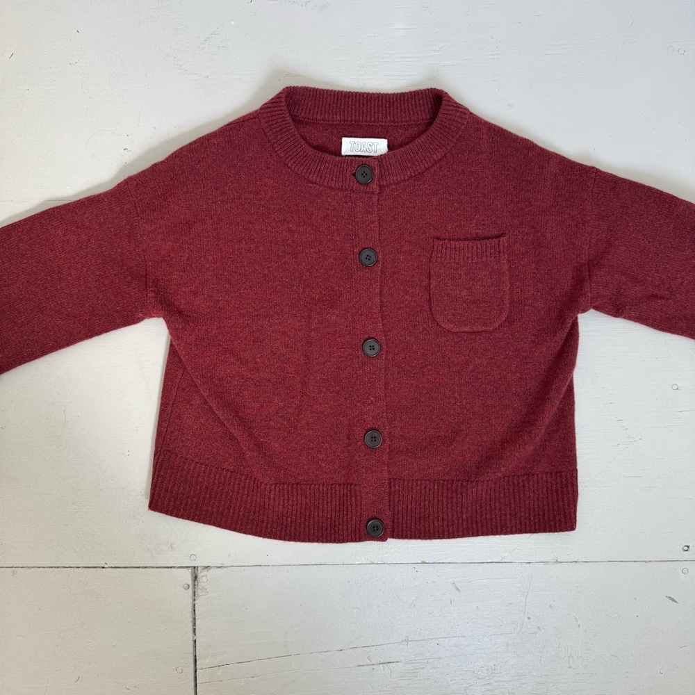 TOAST Wool Cashmere Burgundy Button-Up Cardigan M